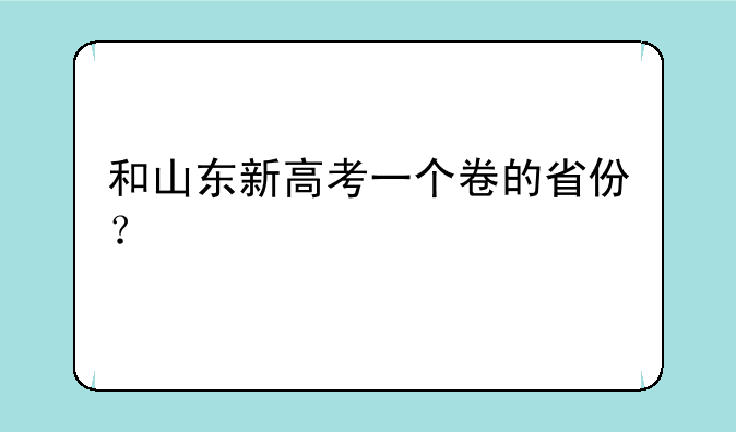 和山东新高考一个卷的省份？