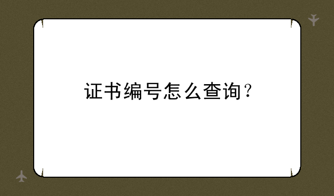 证书编号怎么查询？
