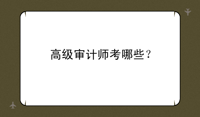 高级审计师考哪些？
