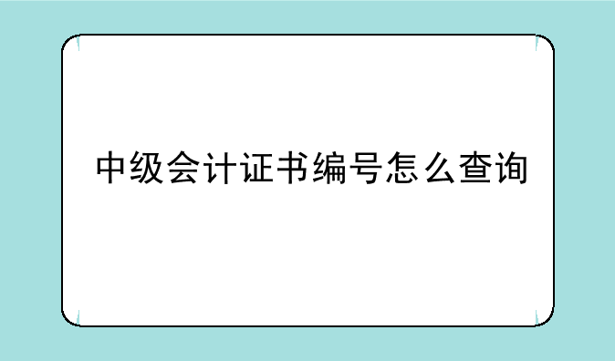 中级会计证书编号怎么查询