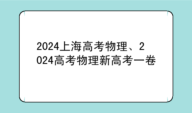 2024上海高考物理、2024高考物理新高考一卷