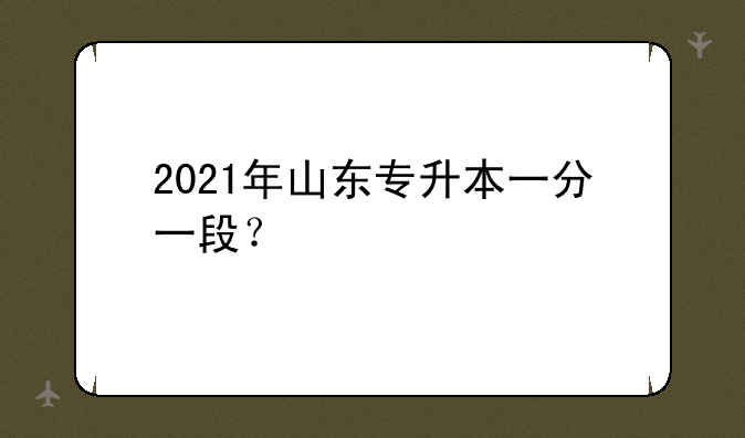 2021年山东专升本一分一段？