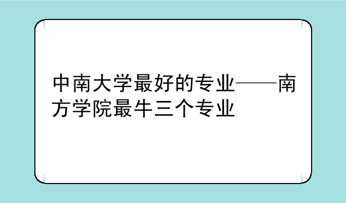 中南大学最好的专业——南方学院最