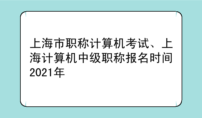 上海市职称计算机考试、上海计算机