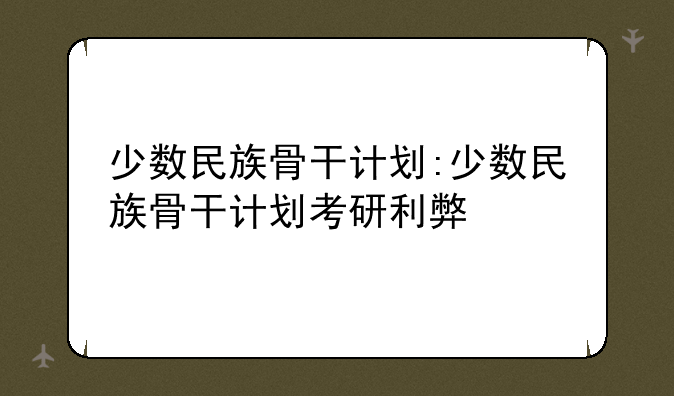 少数民族骨干计划:少数民族骨干计划考研利弊
